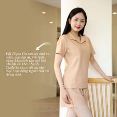 Set đồ bộ nữ kiểu quần đùi nữ kiểu quần đùi tay ngắn chất pique 525p 5202