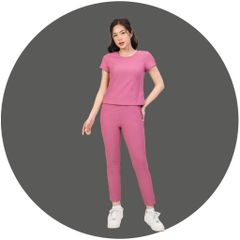 Set đồ bộ nữ kiểu quần dài tay ngắn Cổ Tròn chất Rid Gân 553p 3403