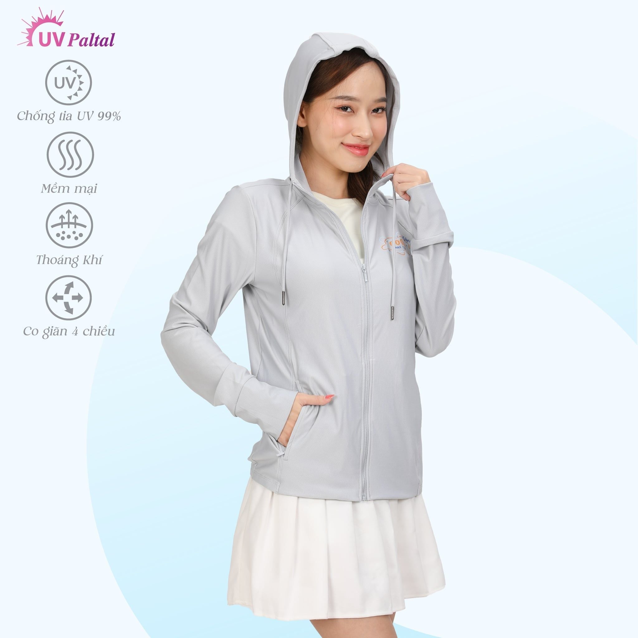 Áo khoác nữ chống nắng, chống UV có nón chất poly cát 311p 1269