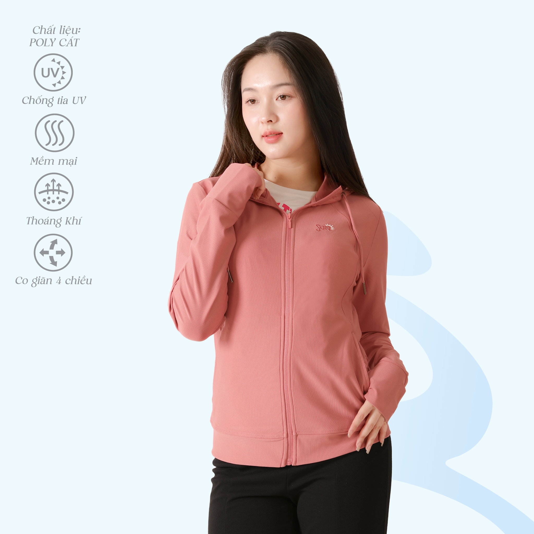 Áo khoác nữ chống nắng, chống UV chất poly cát 311p 1326