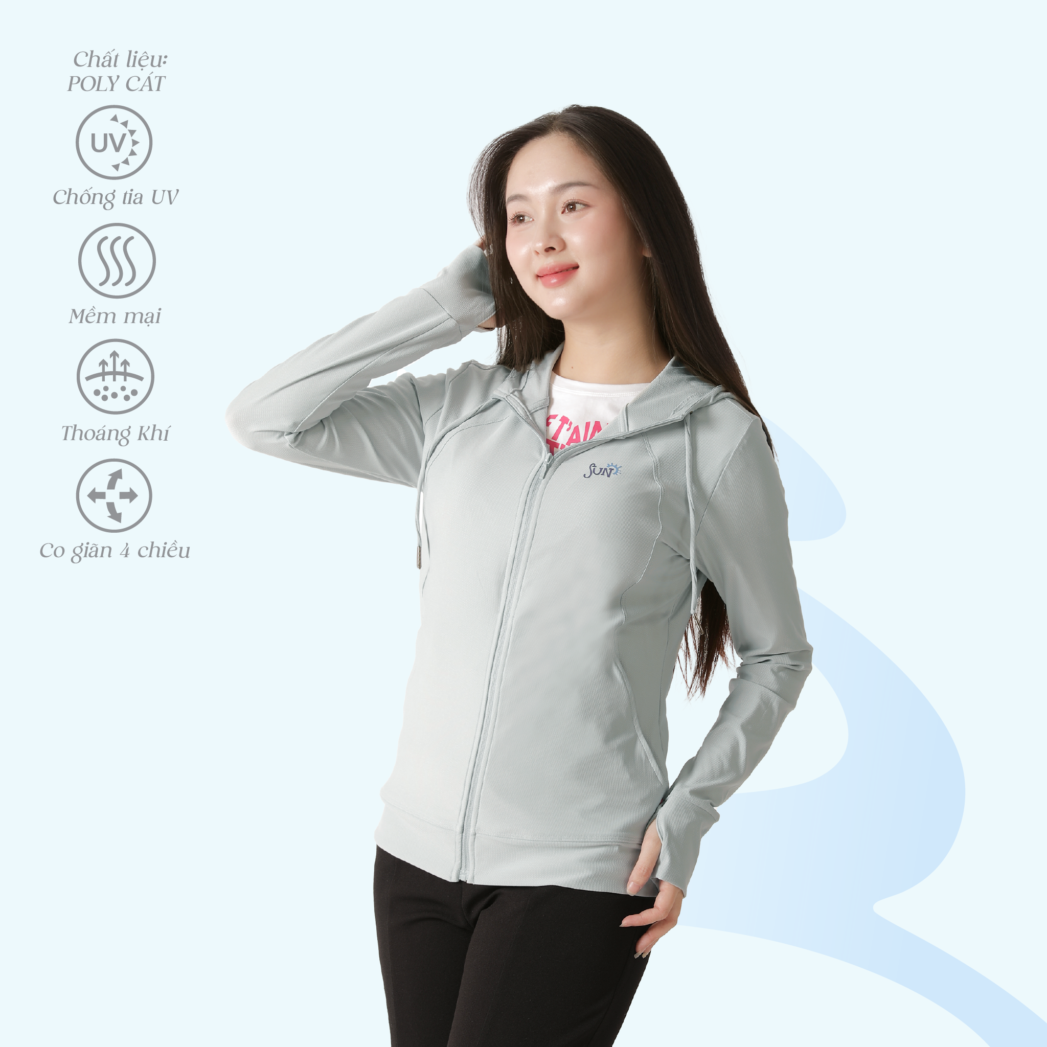 Áo khoác nữ chống nắng, chống UV chất poly cát 311p 1326