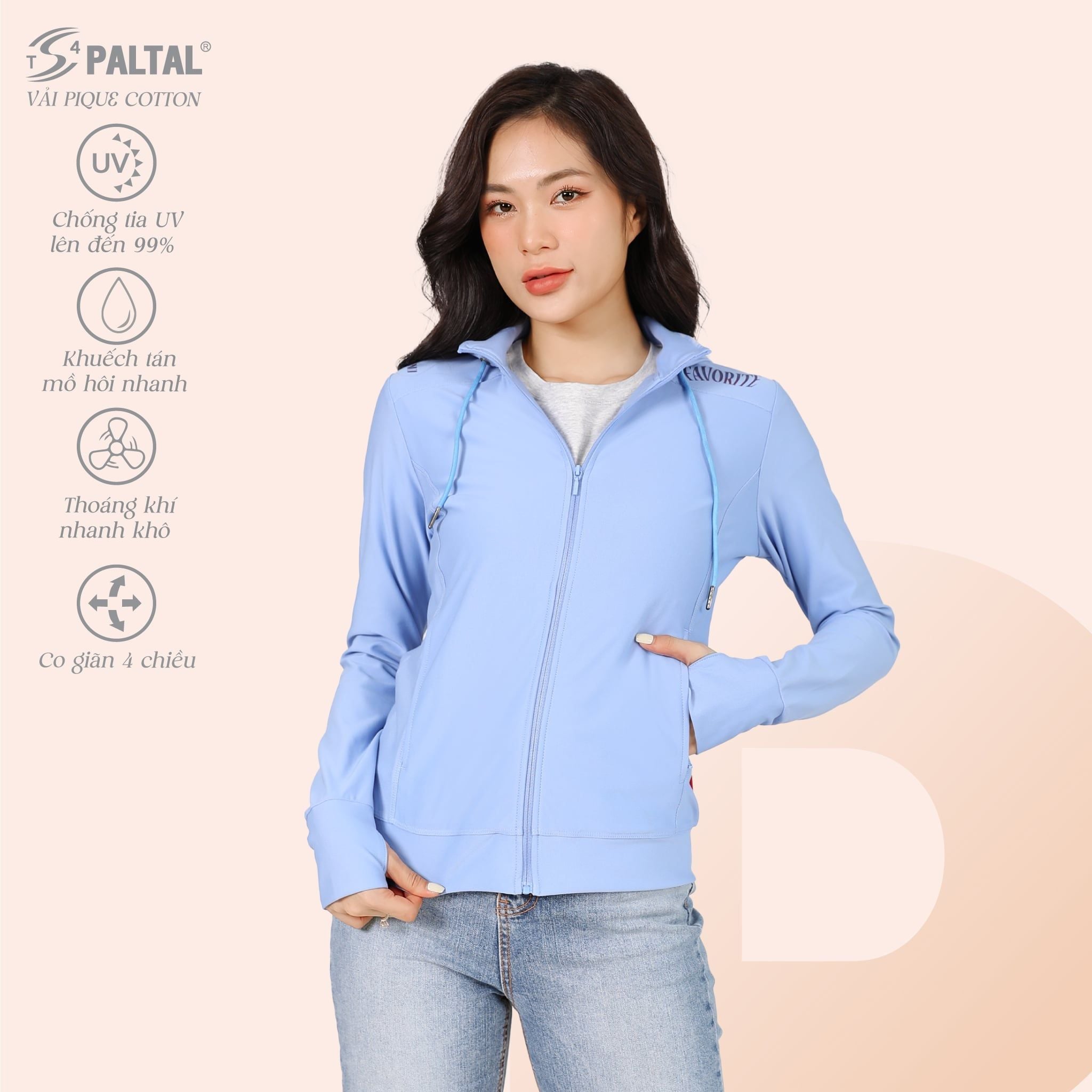 Áo khoác nữ chống nắng, chống UV chất pique 521p 1281