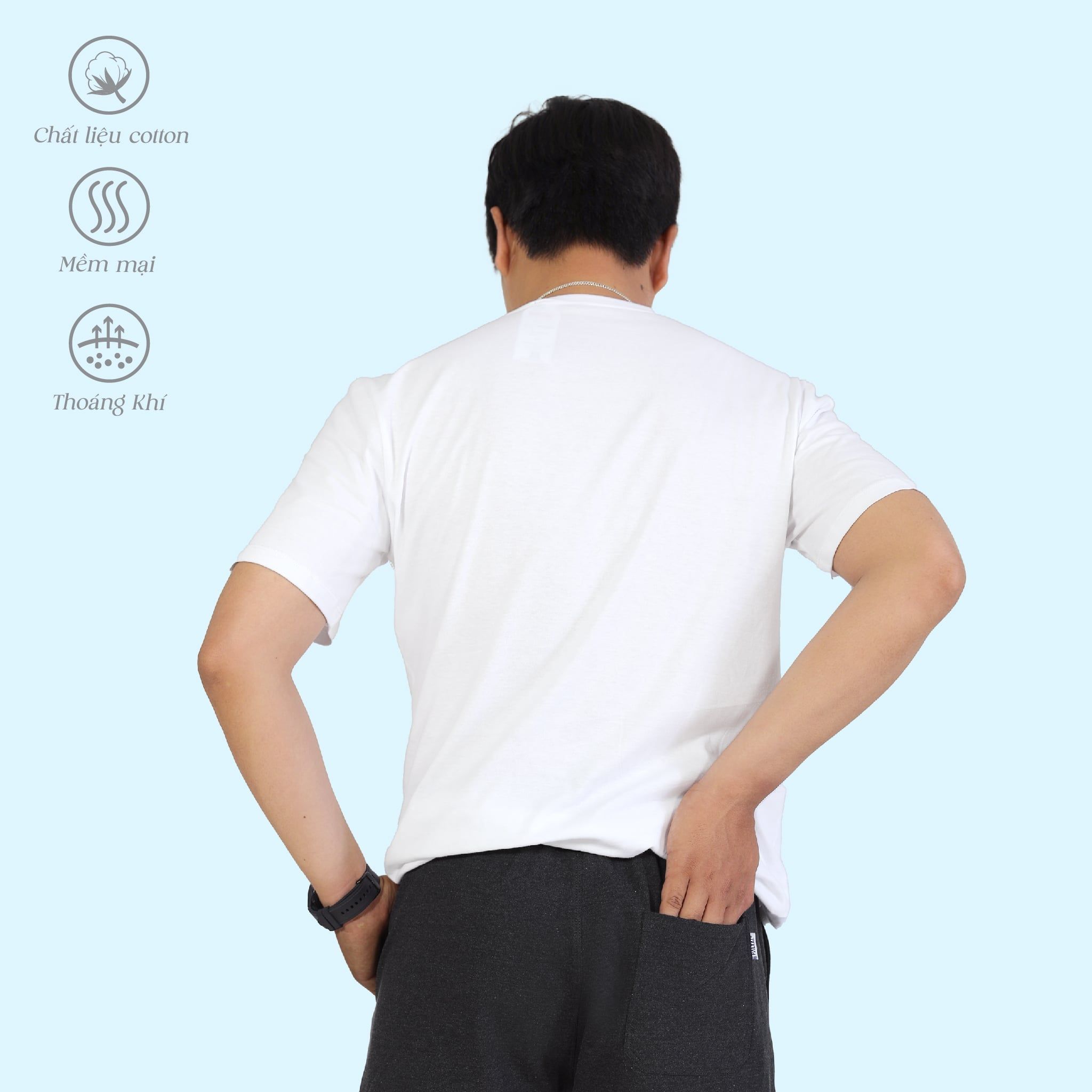 Áo thun nam tay ngắn cổ tròn form rộng chất cotton 100% siêu mát 020p 8001