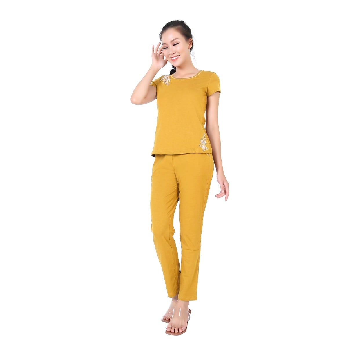 Set đồ bộ nữ kiểu quần dài tay ngắn chất cotton siêu mát 023p 3287
