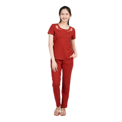 Set đồ bộ nữ kiểu quần dài tay ngắn cotton cvc mát 193p 3310