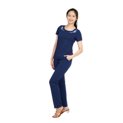 Set đồ bộ nữ kiểu quần dài tay ngắn cotton cvc mát 193p 3310