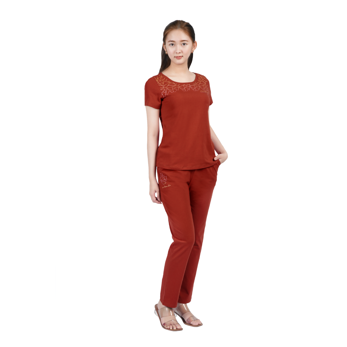 Set đồ bộ nữ kiểu quần dài tay ngắn cotton cvc mát 193p 3319