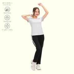 Set đồ bộ nữ kiểu thể thao tập gym, yoga kiểu quần dài tay ngắn chất melan lưới 343p 3405