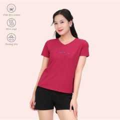 Áo thun nữ tay ngắn cổ tim form suông chất cotton siêu mát 020p 0338