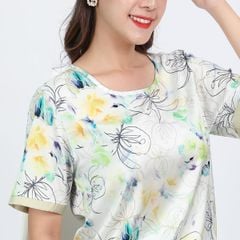 Set đồ bộ nữ kiểu quần dài tay ngắn chất lụa nhung 263p 3363