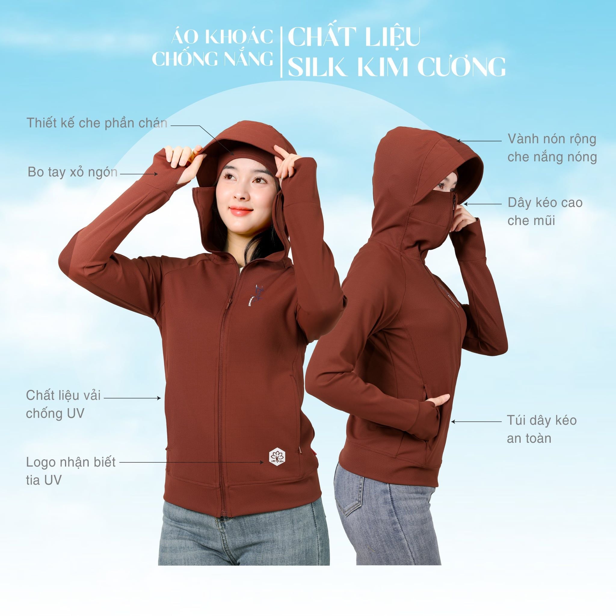Áo khoác nữ chống nắng, chống UV chất kim cương 611p 1318