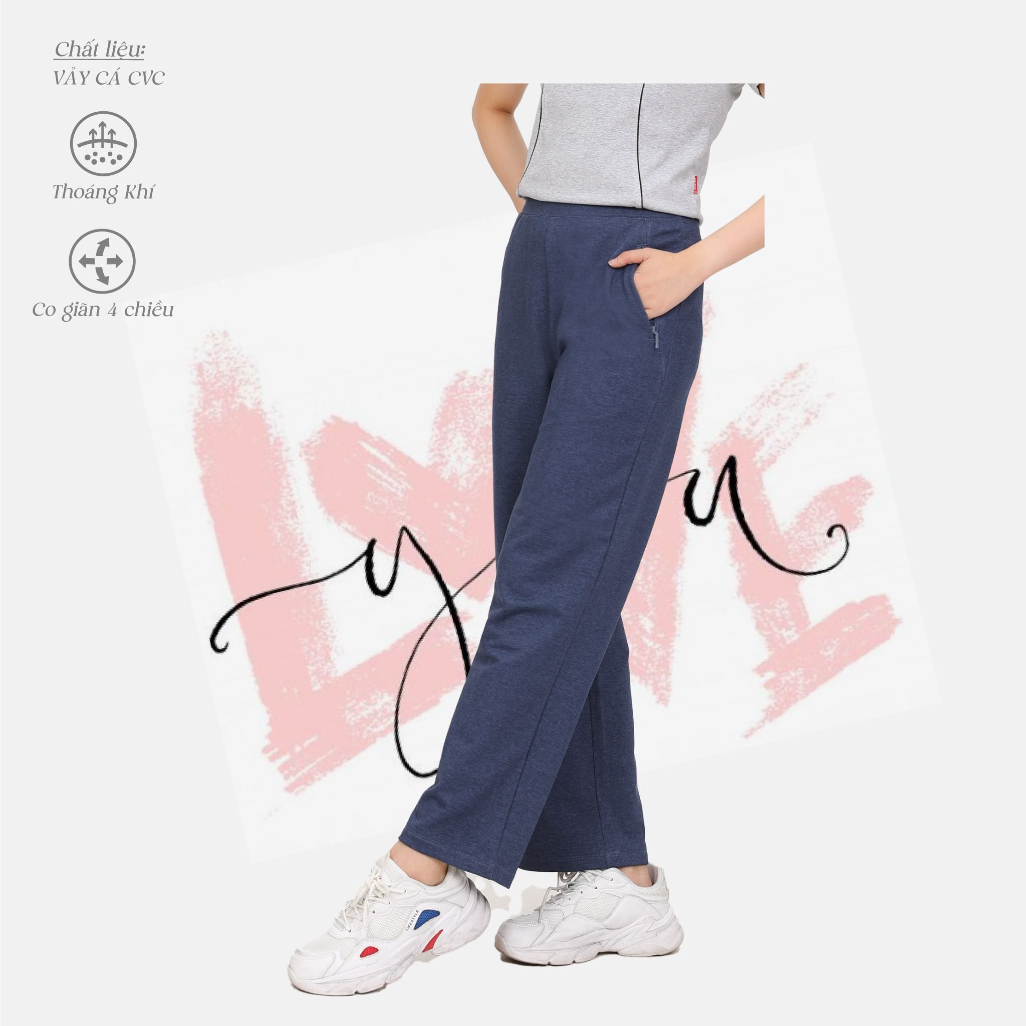 Quần dài form suông chất vảy cá cotton cvc mát QD 408p 8062