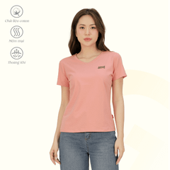 Áo thun nữ cổ tim tay ngắn chất cotton siêu mát co dãn 4 chiều  020p 0367