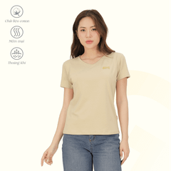 Áo thun nữ cổ tim tay ngắn chất cotton siêu mát co dãn 4 chiều  020p 0367