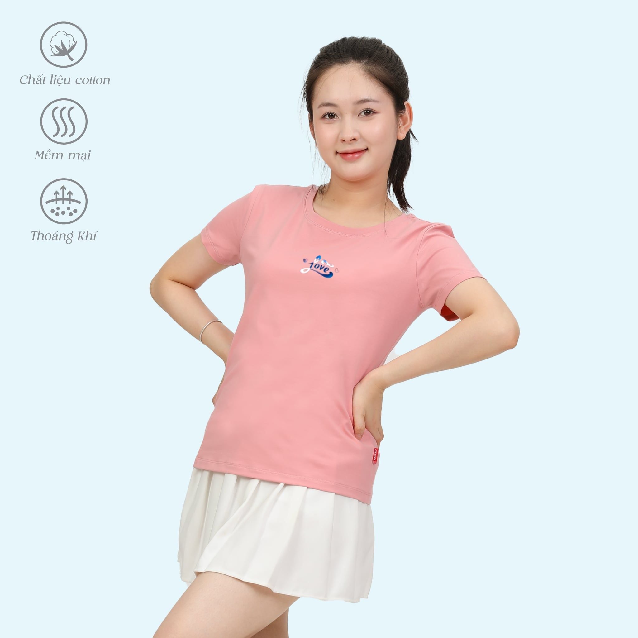 Áo thun nữ tay ngắn cổ tròn form suông chất cotton siêu mát 020p 0339