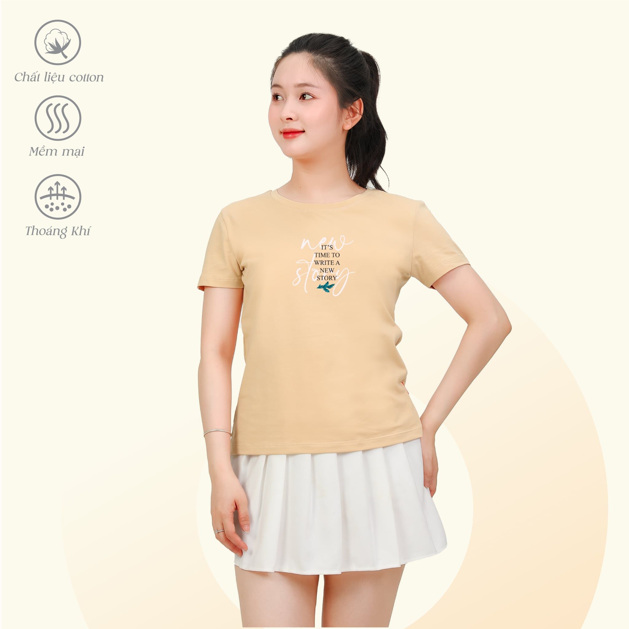 Áo Thun Tay Ngắn Cổ Tròn Form cơ bản Cotton 020p 0349