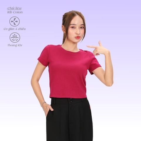 Áo Thun Croptop Tay Ngắn Chất Rib Cotton 220p 0268