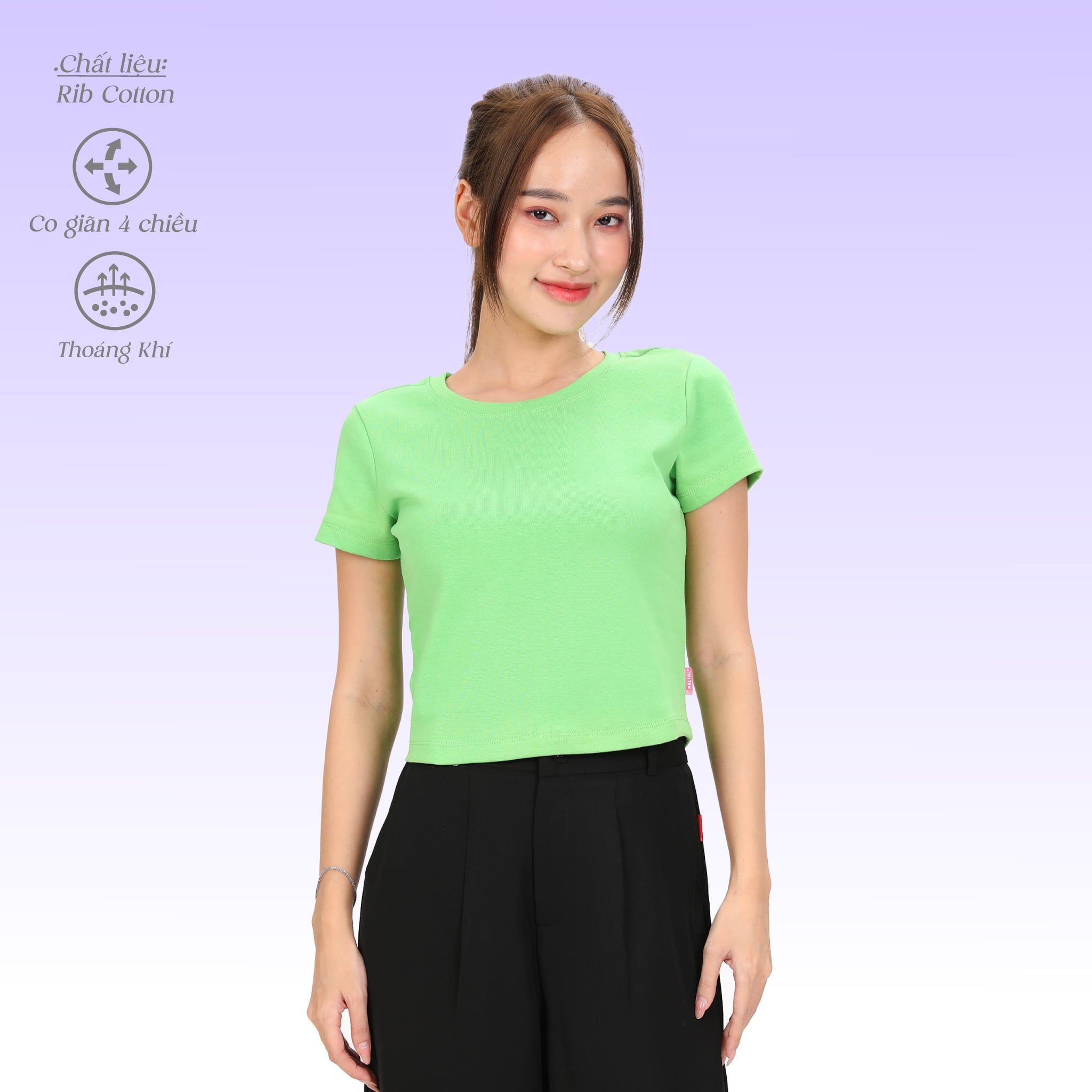 Áo Thun Croptop Tay Ngắn Chất Rib Cotton 220p 0268
