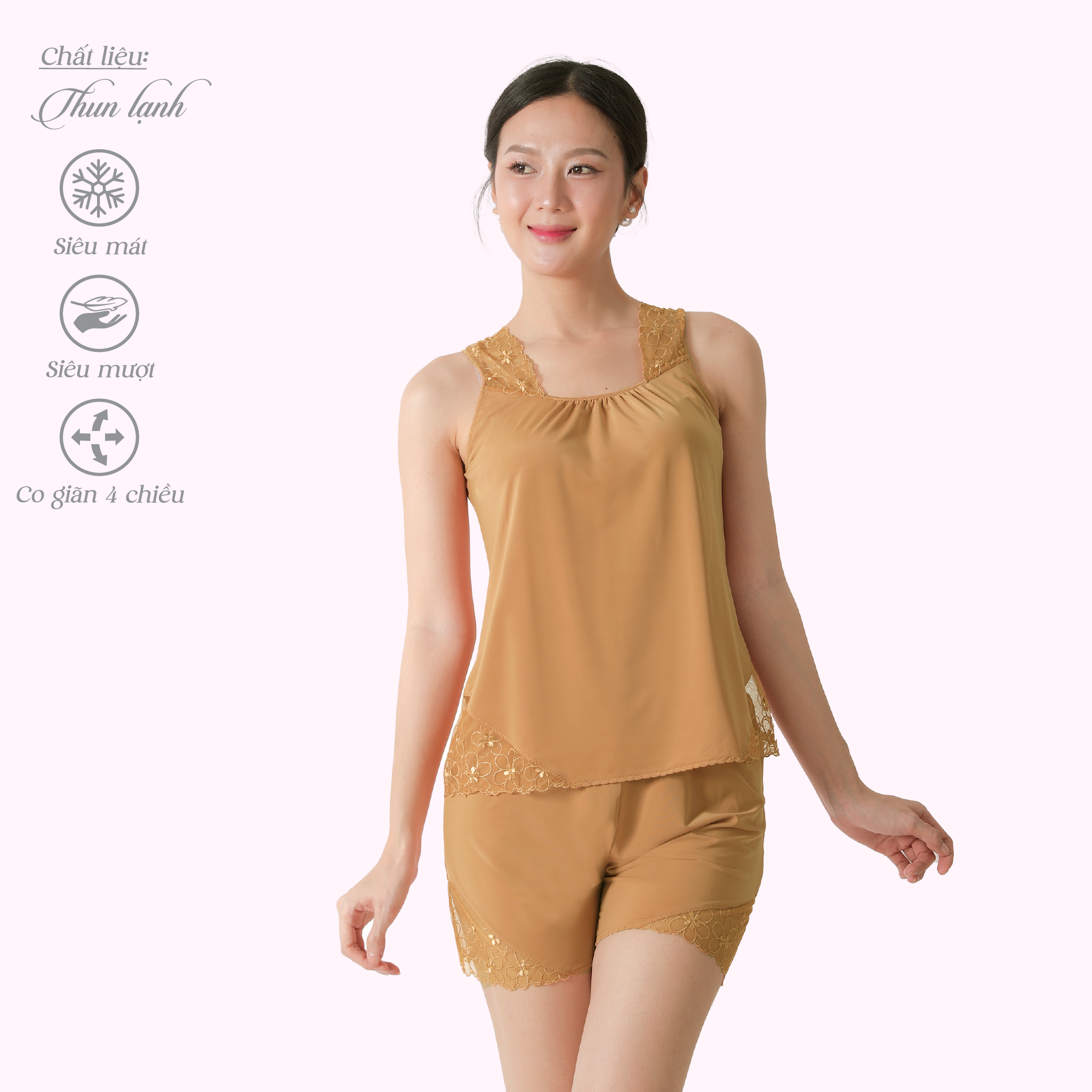 Set đồ bộ nữ kiểu quần đùi tay bản chất thun lạnh siêu bền 015p 5109