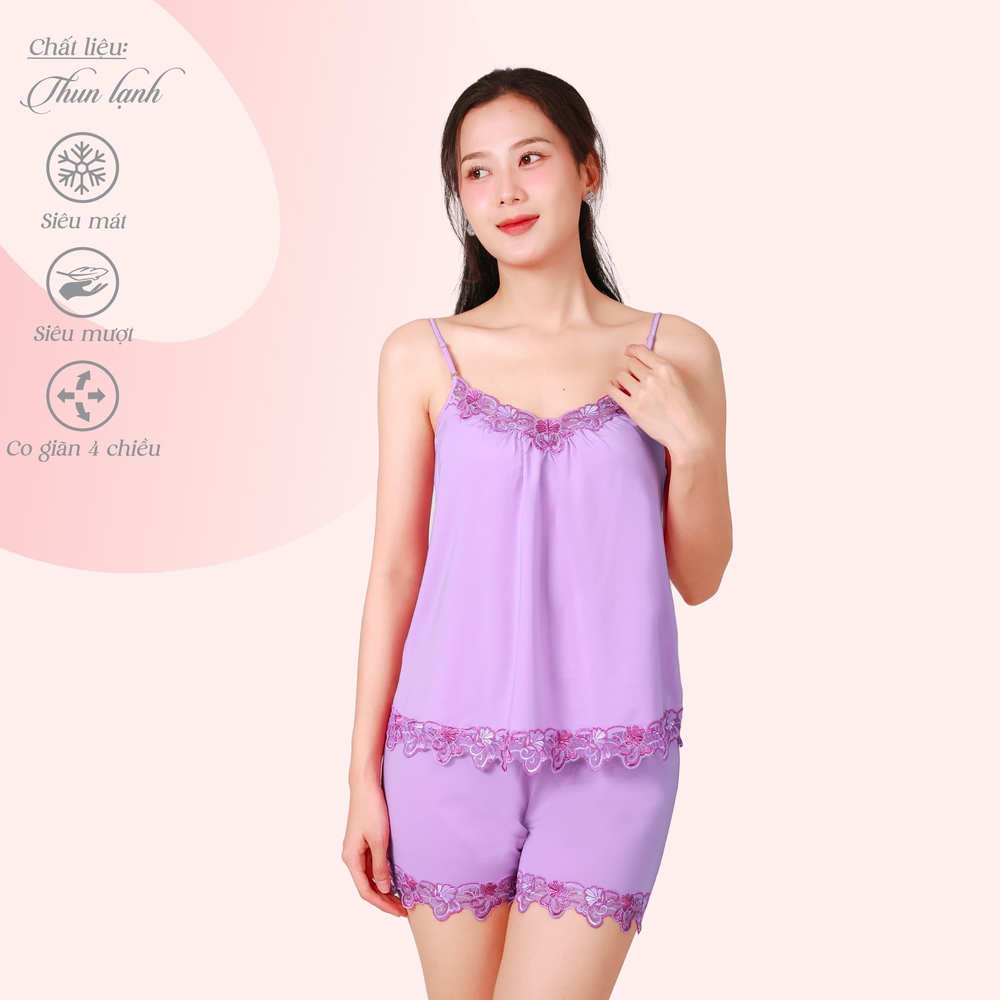 Set đồ bộ nữ kiểu quần đùi dây chất thun lạnh siêu bền 015p 2017
