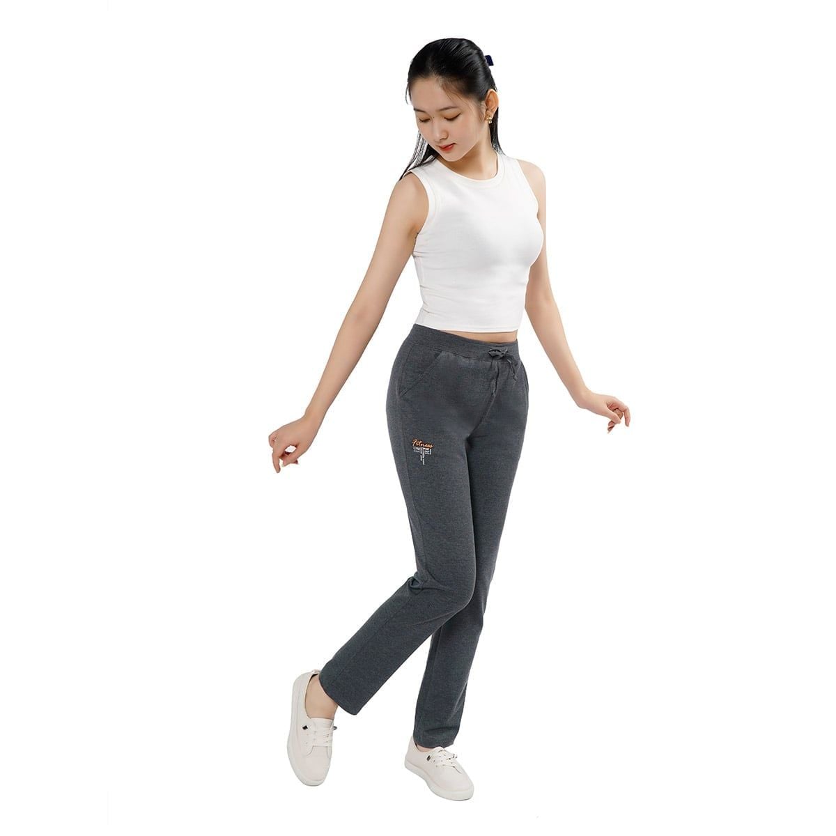 Quần thể thao nữ ống dài thun chất vảy cá cotton cvc mát 408p 8007