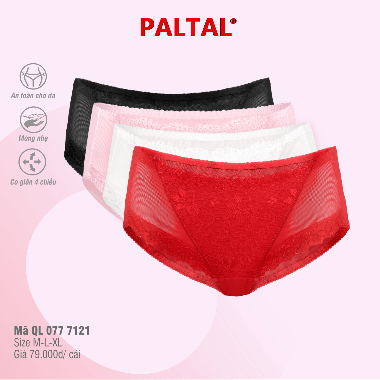 Quần lót nữ chất voal lưới 077p 7121