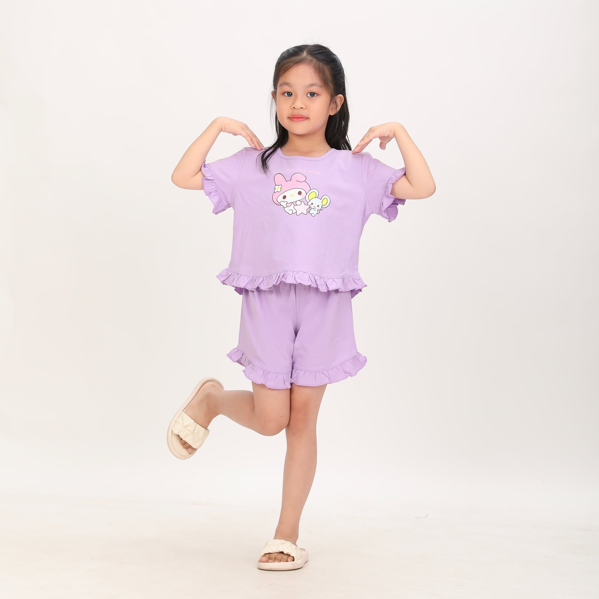 BST Mùa Xuân - Bộ Đùi Tay Ngắn Cotton Mỹ Bé Gái Cao Cấp - 025 5151