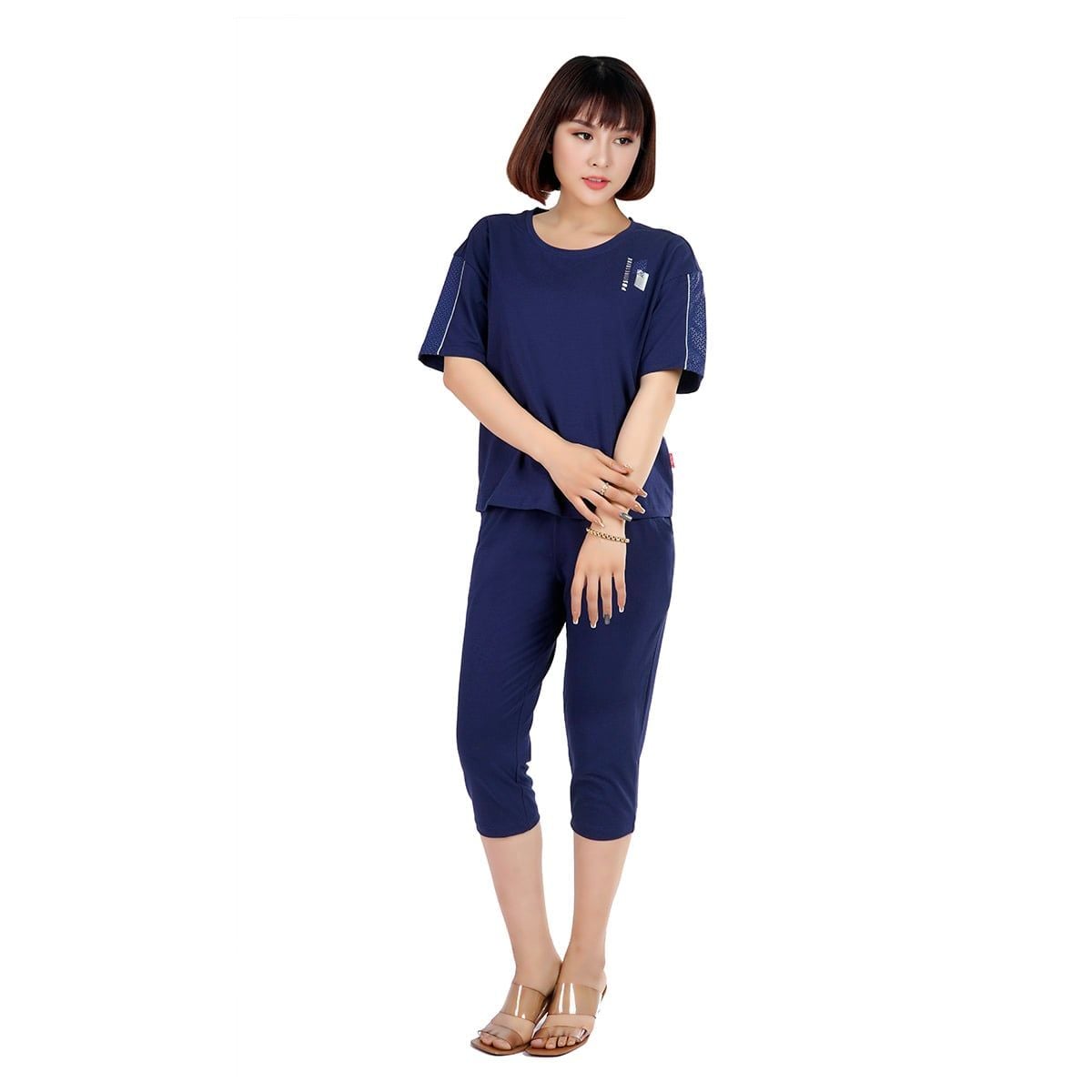Set đồ bộ nữ kiểu quần lửng tay ngắn chất cotton siêu mát 024p 4236