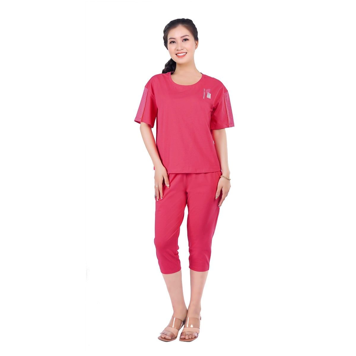 Set đồ bộ nữ kiểu quần lửng tay ngắn chất cotton siêu mát 024p 4236
