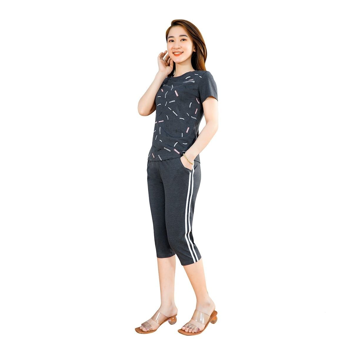 Set đồ bộ nữ kiểu quần lửng tay ngắn cotton cvc mát 194p 4211
