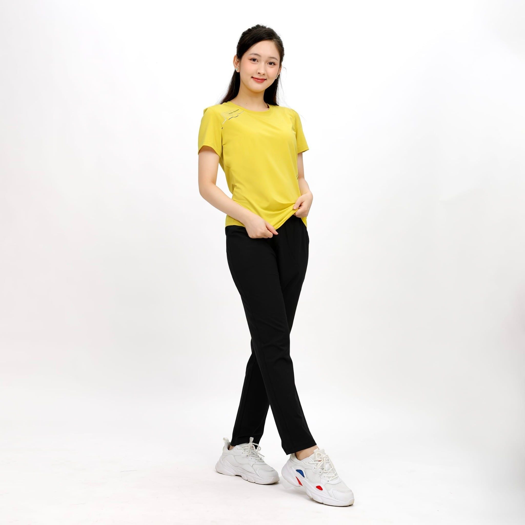 Set đồ bộ nữ kiểu quần dài tay ngắn thể thao 3 trong 1 chất nhung lạnh 153p 6007
