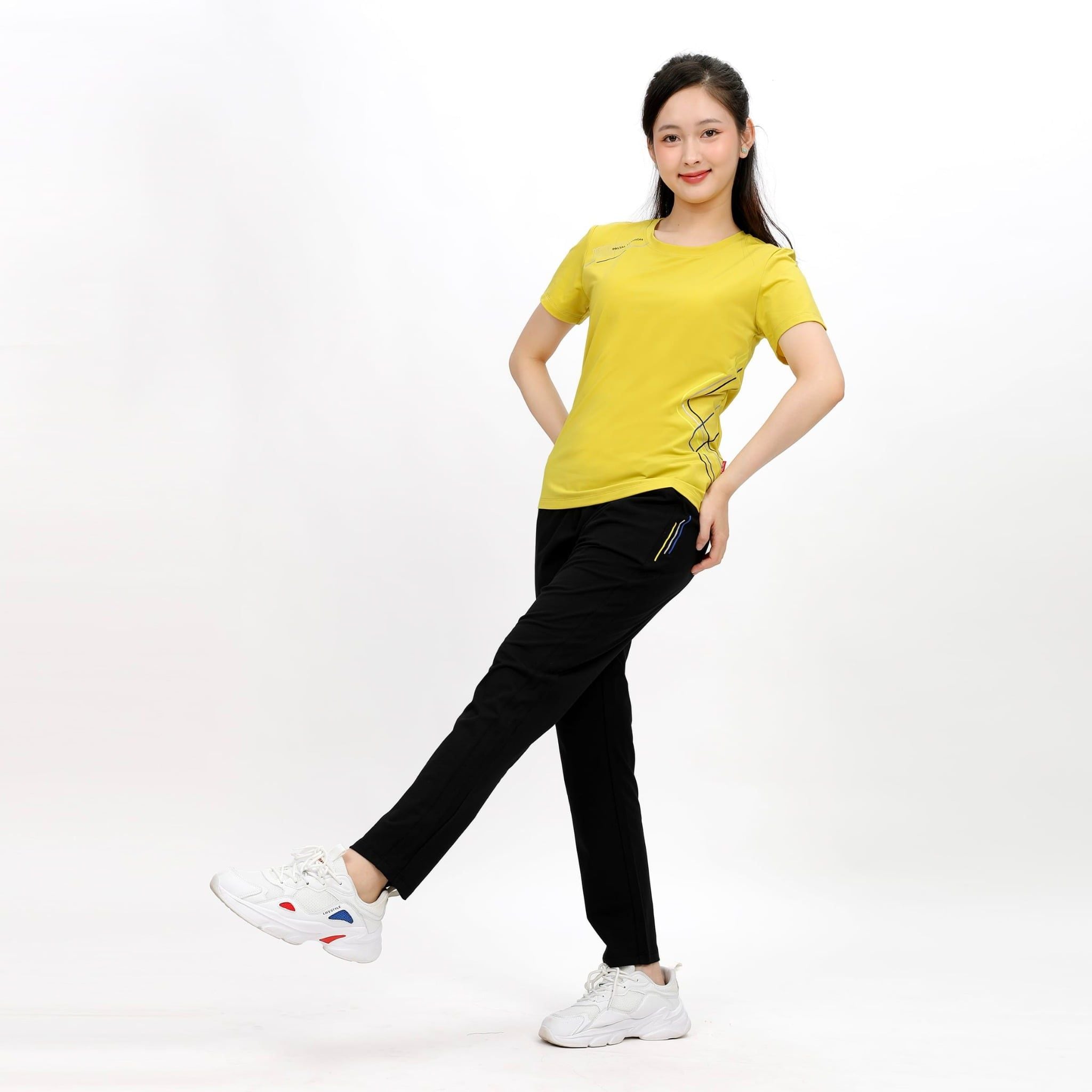 Set đồ bộ nữ kiểu quần dài tay ngắn thể thao 3 trong 1 chất nhung lạnh 153p 6007
