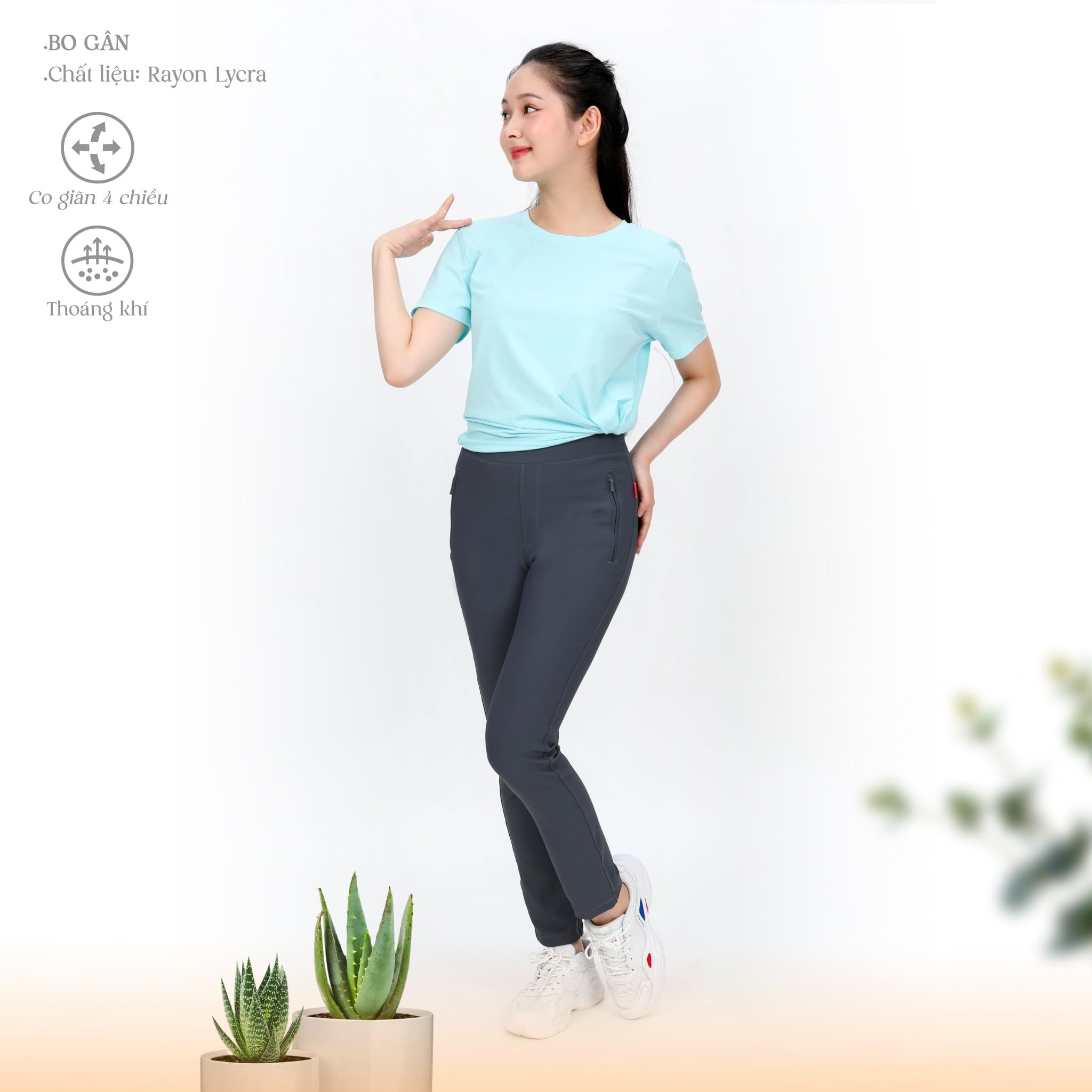 Quần dài nữ chất rib gân 558p 8055