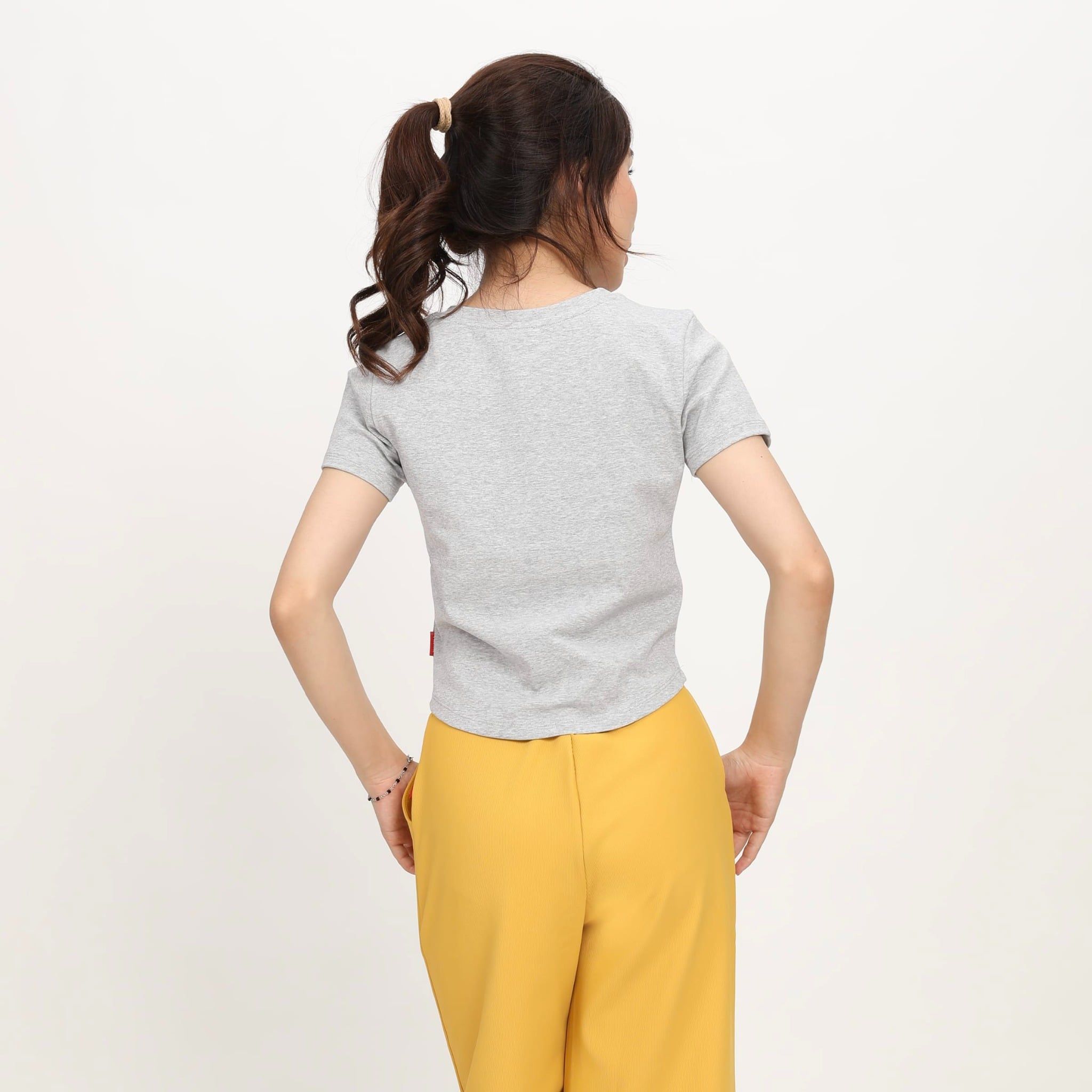 Áo thun nữ Croptop tay ngắn Cổ Tròn LIME chất rib chất cotton siêu mát 220p 0267