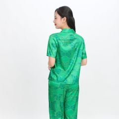 Set đồ bộ nữ kiểu quần dài tay ngắn in hoa chất lụa nhung BDTN 263p 6055