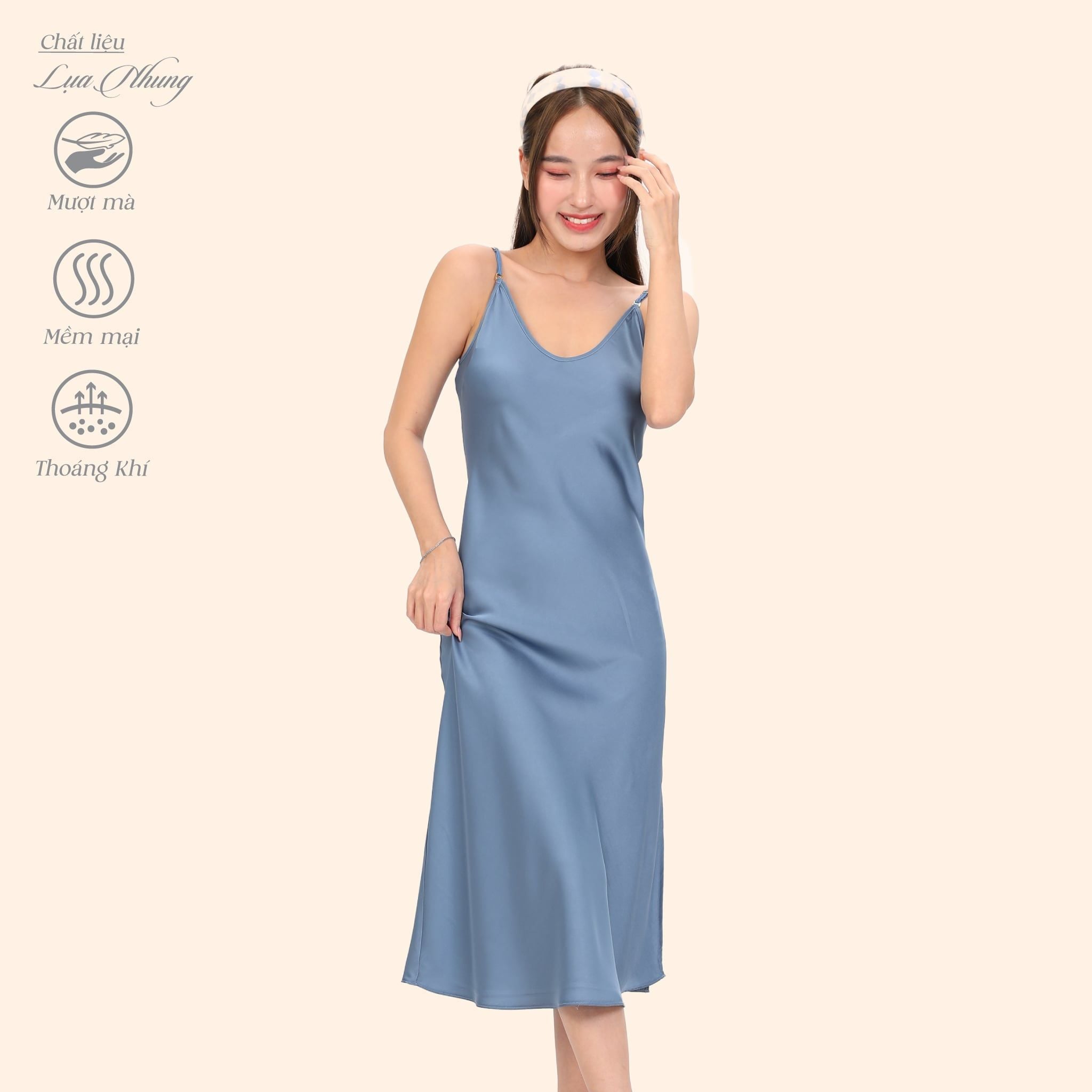 Áo ngủ, Váy ngủ dây chất liệu lụa nhung 262p 2076