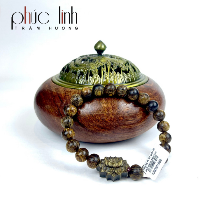 Vòng Tay Phúc Linh Sánh Quằn 8ly Phối Charm Sánh Hoa Sen
