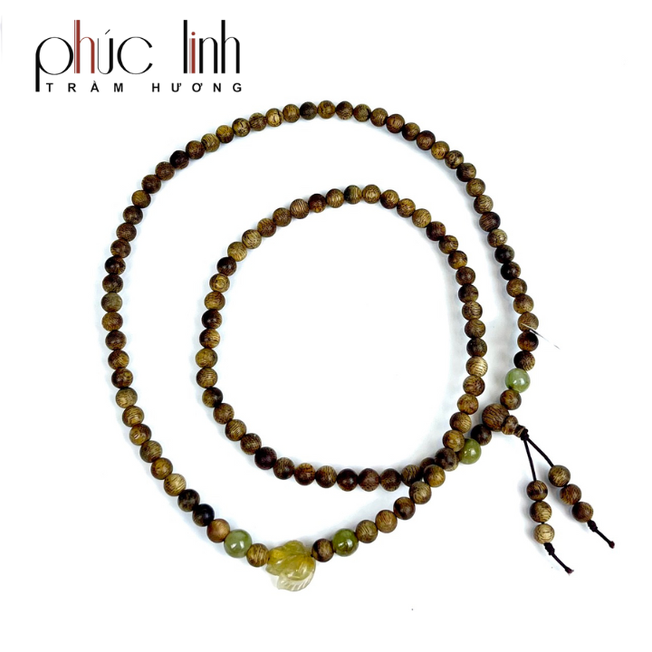 Vòng Cổ Phúc Linh Tốc Xám Quằn 6ly Phối Charm Hồ Ly Ngọc