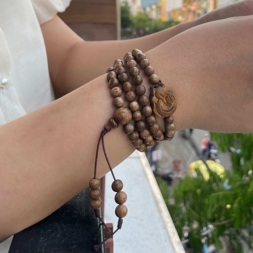 Vòng Cổ Phúc Linh Tốc Trầm 6ly Phối Charm Trầm Hồ Ly