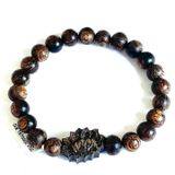 Vòng Tay Phúc Linh Sánh Quằn 8ly Phối Charm Sánh Hoa Sen