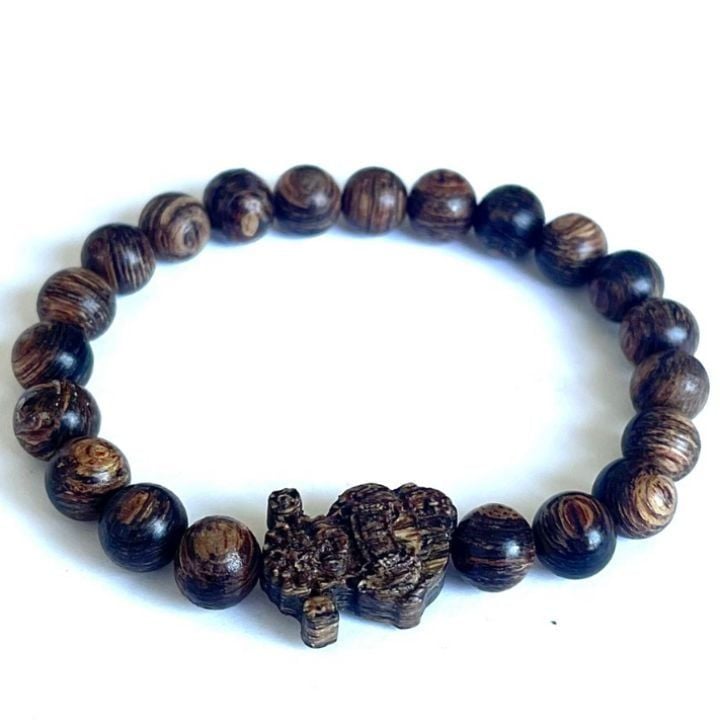 Vòng Tay Phúc Linh Sánh Quằn 8ly Phối Charm Sánh Thần Tài