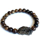 Vòng Tay Phúc Linh Sánh Quằn 8ly Phối Charm Sánh Tỳ Hưu Nhỏ