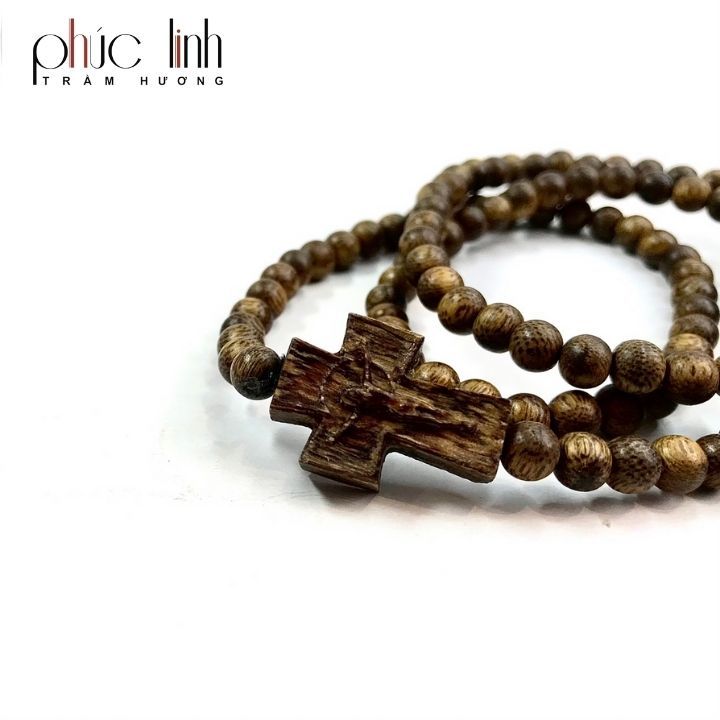 Vòng Cổ Phúc Linh Tốc Lào 6ly Phối Charm Trầm Thánh Giá