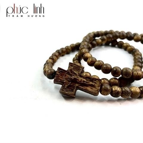 Vòng Cổ Phúc Linh Tốc Lào 6ly Phối Charm Trầm Thánh Giá