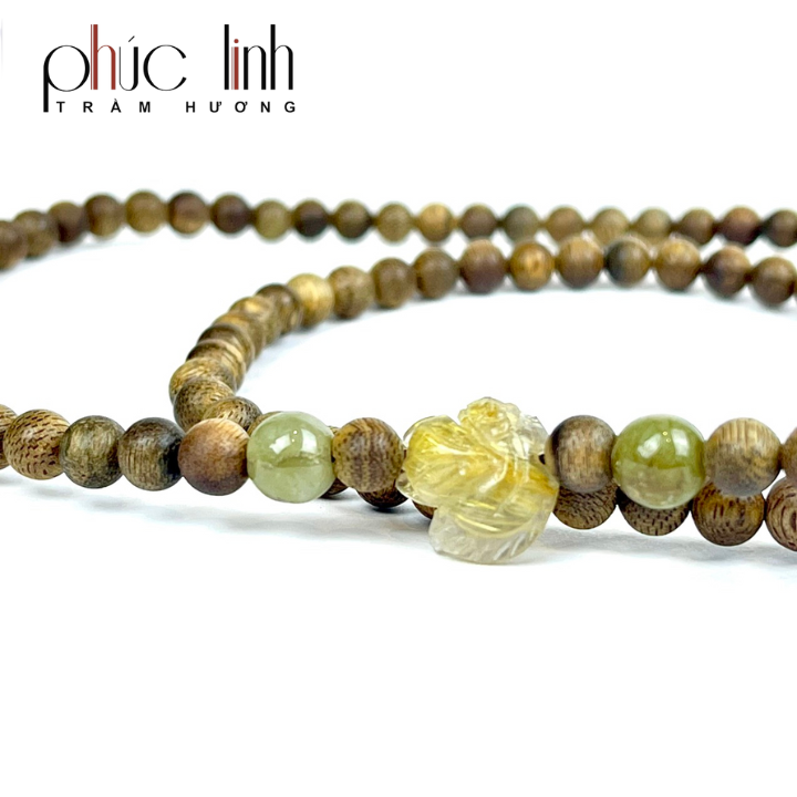 Vòng Cổ Phúc Linh Tốc Xám Quằn 6ly Phối Charm Hồ Ly Ngọc