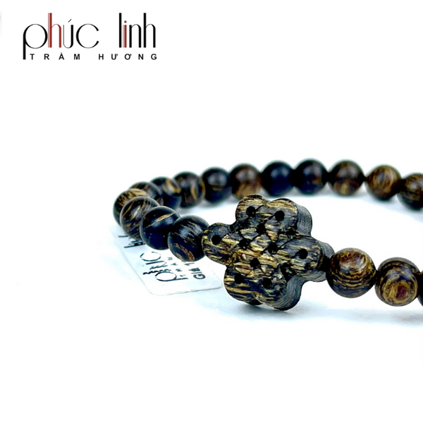 Vòng Tay Phúc Linh Sánh Quằn 6ly Phối Charm Trầm Cát Tường