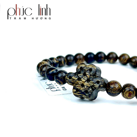 Vòng Tay Phúc Linh Sánh Quằn 6ly Phối Charm Trầm Cát Tường