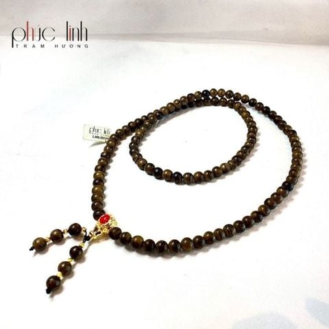 Vòng Cổ Tốc Tròn 108 Hạt Ép Thêm Dầu Trầm Nguyên Chất Đặc Biệt 6ly