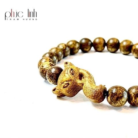 Vòng Tay Trầm Phúc Linh 8ly Mix Charm Hồ Ly Trầm