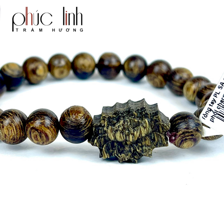 Vòng Tay Phúc Linh Sánh Quằn 8ly Phối Charm Sánh Hoa Sen